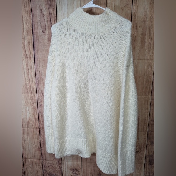 Vince Sweater Large Cream NWOT Nubby Turtleneck Long Sleeves Wool Blend - Picture 2 of 6